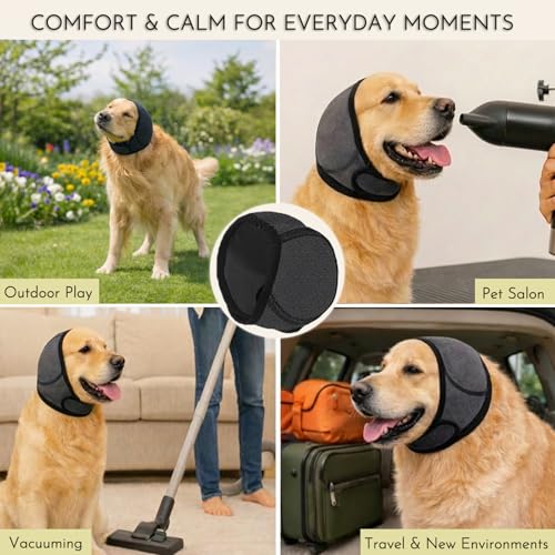 No-Shake Ear Wraps for Dogs: Breathable Bonnet to Stop Shaking & Aid Aural Hematoma Recovery - Post-Surgery Bleeding Protection for Golden Lab & Shepherd Large Breed - size: Large