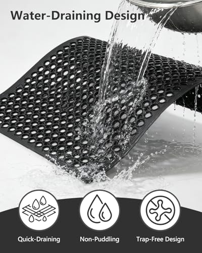 24"x36" Heavy Duty Non Slip Outdoor Rubber Door Mat with Drainage Holes,Large Rubber Mats for Bar, Garage, Kitchen, Waterproof Black Shop Matt, Fast Drying Restaurant Floor Mat, Driveway Mats Outdoor - size: 2' x 3' (Rectangular)