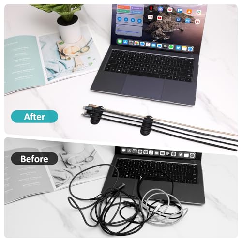 16Pack Black Desk Cable Management,Adjustable Cord Organizer Cable Clips,Cable Organizer for Cords Phone Charger/PC/TV,Ideal Cord Holder for Nightstand/Wall/Desk/Office/Home/Car - color: Black-16 Pack
