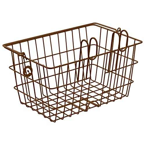 Retrospec Apollo-Lite Lift-Off Bike Basket - Detachable Steel Handlebar Basket with Carrying Handle for Commuting, Shopping & Beach Trips - 14.5in x 9.5in Weather-Resistant Biking Gear - color: Brown