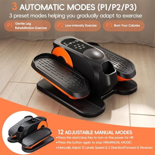 Under Desk Elliptical Machine,Foot Exerciser for Seniors Fully Assembled, Quiet & Portable Electric Seated Pedal Exerciser with Remote Control & 12 Adjustable Speeds