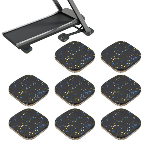 PATIKIL 8 Pcs Treadmill Mat Pads, 4x4x0.6 High Density Foam Anti Vibration Pad Sound Proof Floor Mat Exercise Equipment Mat for Carpet Protect Noise Reduction Home Gym, Yellow Blue - color: Yellow Blue, size: 4x4x0.6"