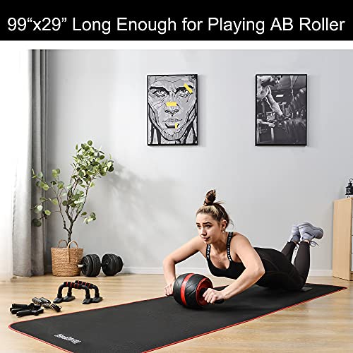 Exercise Mat for AB Roller AB Mat Thin of Large, Picnic Blanket Waterproof, Black Long Foldable Workout Oxford Polyester Fabric Mats for Home Gym Use, 99" (L) x 59" (W)