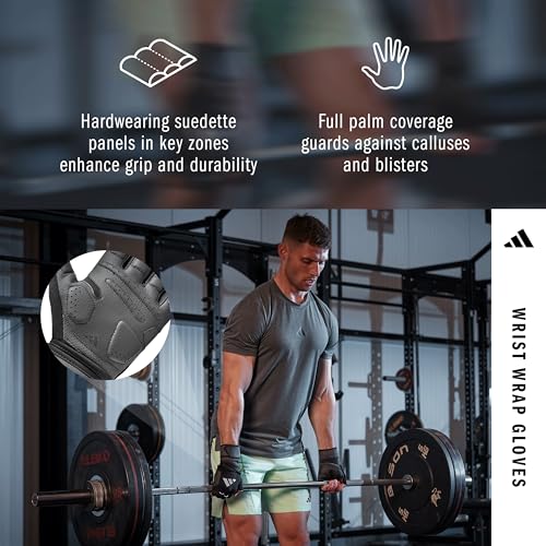 adidas Wrist Wrap Training & Weightlifting Gloves, Fingerless Workout Gloves - size: Small