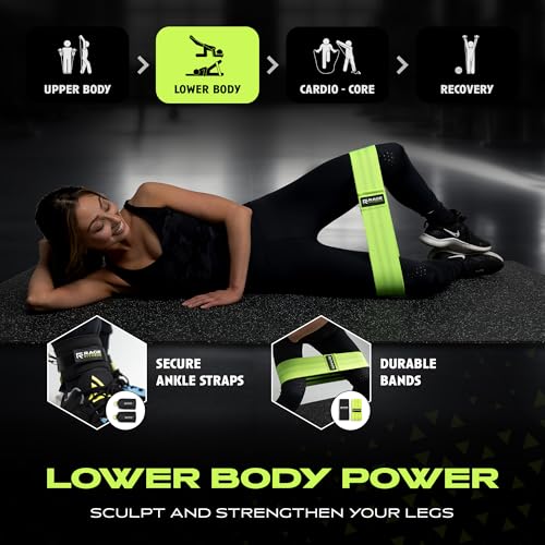 Ex Kit Home Gym Equipment with Carry Bag - 10Pcs Resistance Bands Kit with Handles, Door Anchor, Jump Rope, Booty Bands & More – Full Body Workout Bands Set for Strength, Cardio & Flexibility - color: Black