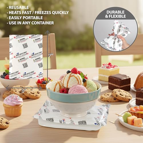 Vesture Microcore Reusable Hot & Cold Pack - 5x7 Inch - For Food or Body | Microwave & Freezer Safe - Non-Toxic - For Targeted Pain Relief, Injury Therapy, Lunchboxes, Small Coolers & Travel