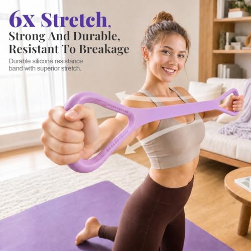 Exercise Band - Figure 8 Resistance Bands with Handles, 30 lb Tension Rope for Arm/Back/Shoulder Training, Workout Equipment for Physical Therapy, Rehabilitation, Yoga, Pilates, Stretching - color: Purple