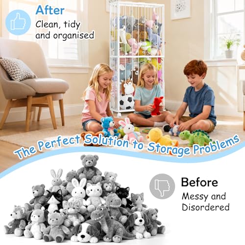 Stuffed Animal Storage Zoo Metal Toy Organizer 61x23.6x16.5in with Wheels - size: X-Large