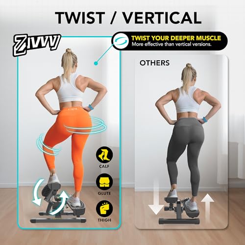 ZIWWVY Stepper Machine with Resistance Bands, Mini Stepper with 300LBS Weight Capacity, Twist Stepper for Full Body Workout, Adjustable Step Height, Smooth and Quiet, Step Machine for Men Women - style: Handlebar Model