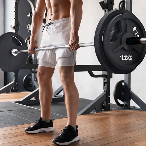 Signature Fitness 2-Inch Cast Iron Barbell Set, Including Multiple LBS Weight Plates and 6FT Barbell Set, Multiple - size: 170LB SET