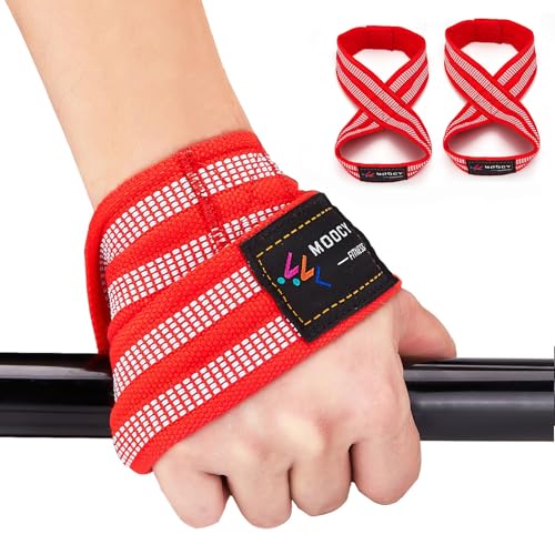Figure 8 Lifting Straps for Deadlift,Weightlifting,Strongman,& Cross Training Strong Weightlifting Wrist Wraps - color: Red, size: Small
