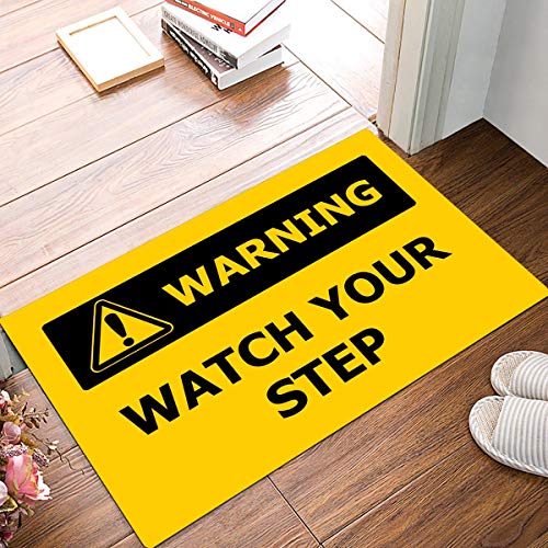 Joelmat Watch Your Step Entrance Non-Slip Indoor Rubber Door Mats for Front Door/Bathroom/Garden/Kitchen/Bedroom 23.7" x 15.9" - size: 15.9x23.7 Inch