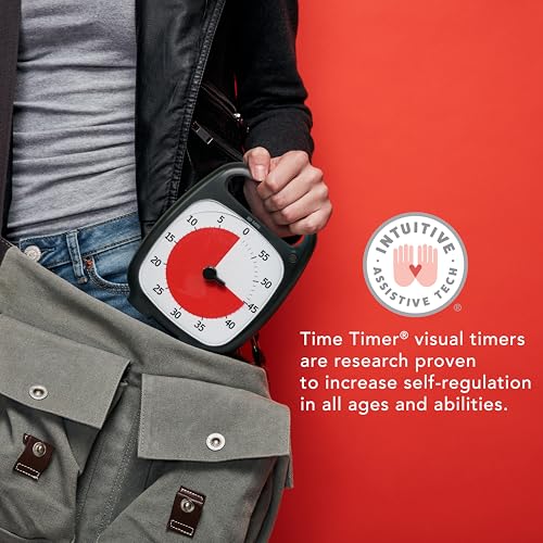 TIME TIMER Plus 60 Minute Desk Visual Timer - Countdown Timer with Portable Handle for Classroom, Office, Homeschooling, Study Tool with Silent Operation (Charcoal) - size: 5-1/2 x 7 in, style: 60 Minute (Gray)
