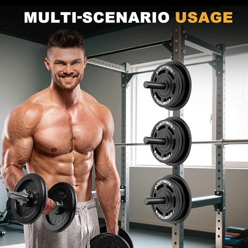 EVERYMATE Weight Plate Holder Power Rack Attachment 2 Inch Olympic Plate Storage Power Squat Rack Holder Weight Plates for 2x2 3x3 2x3 Power Cage Accessories Weight Plate Rack - color: A-1" hole(4pcs)-9.05 Inch