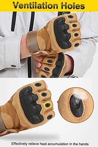 SUJAYU Outdoor Fingerless Gloves for Men - Driving, Hiking, Biking & Motorcycle Gloves - color: Tan, size: Large