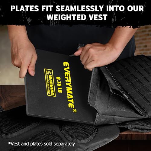 EVERYMATE Tactical Weighted Vest Plates – 3.75/5.75/8.75/14.5/19.75LB Pairs – Insert Weighted Vest Plates- Contoured Ergonomic Fit – WODs, Strength Training, Running, Weight Plates for Vest - color: 8.75LB*2, size: Straight