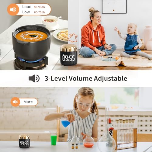 Digital Kitchen Timer,Countdown Countup Timer with Large LED Display Volume Adjustment,Timer for Cooking, Classroom Time for Kids and Teachers. (Gold) - color: Gold