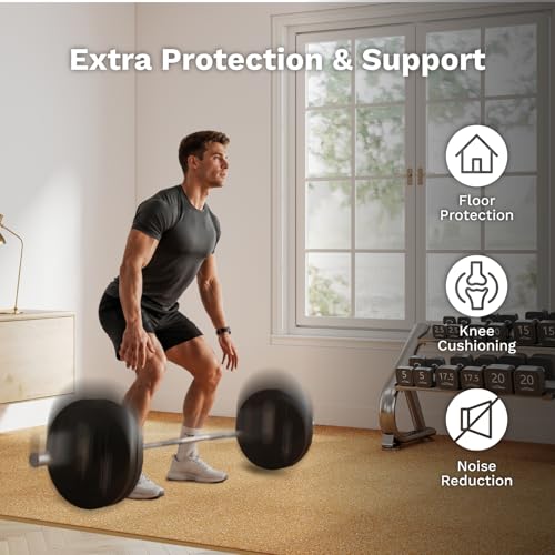 AIRHOP 1'' Ultra-Thick 24 Sq Ft Rubber Top Gym Flooring for Home Gym | 6 Tiles, High Density EVA Foam, Waterproof & Non-Slip Rubber, Interlocking Puzzle Mats, Heavy Duty Floor Protection, 24"x24" - color: Wood, size: 24 Sq Ft (6 Tiles)