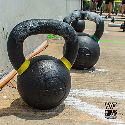 WF Athletic Supply Powder Coated Kettlebells, Black Matte Kettlebell Weights for Strength Training, Conditioning and Functional Fitness, LB and KG Markings - color: c. 26 LB
