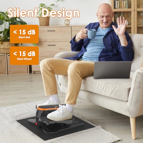 HOMGIM Under Desk Elliptical Machine - Quiet Motorized Leg Exerciser with Smart Remote, 12-Speed Manual Programs Auto/3 Auto Programs LCD Display & Bidirectional Motion for Home/Office - color: Orange