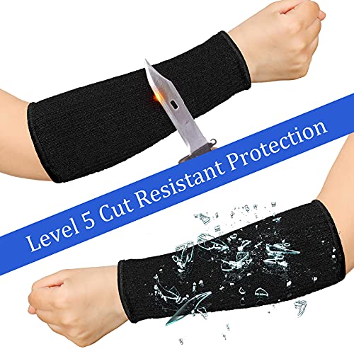 Sintege 3 Pairs Arm Protectors for Thin Skin and Bruising Cut Resistant Forearm Sleeve Level 5 Arm Burn Protection Sleeve (Black,7.9 Inch) - color: Black, size: 7.9 Inch