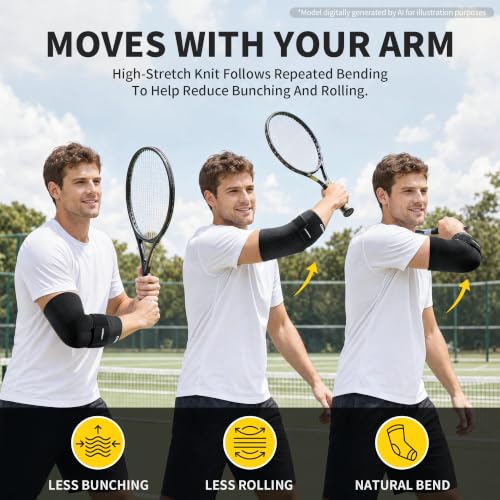 CAMBIVO Tennis Elbow Brace with Adjustable Strap, 1 Pack, Black, X-Small | Lightweight High-Stretch Knit, 360° Support, Tendonitis Relief, Gym Golf Weightlifting, Hook-and-Loop, Men and Women - size: X-Small