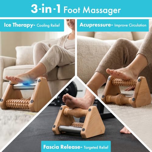 Lumia Wellness 3-in-1 Foot Massager, Cold Therapy Plantar Fasciitis Relief, Reflexology for Circulation and Pain Relief, Foot Roller for Neuropathy