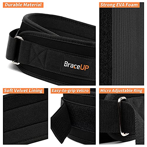 BraceUP Weight Lifting Belt for Men and Women – 4-inch Wide Weight Belt, for Weightlifting, Squat, Deadlift, Power Lifting, Gym Training, and Back Support - size: XL