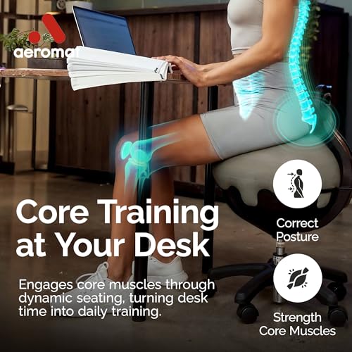 Aeromat Elite Yoga Ball Chair Active Sitting & Adjustable Height 250lbs Cap | Lockable Wheels, Ergonomic Desk Chair, Anti-Burst Removable Ball. Posture Strengthening, & Core Relief, for Office & Home Use - color: Green