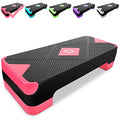 GYMMAGE Adjustable Workout Aerobic Stepper, Aerobic Exercise Step Platform with 2 Risers, Exercise Step Deck for Fitness, 26.5" Trainer Stepper with Non-Slip Surface Home Gym & Extra Risers Options - color: Pink&Black
