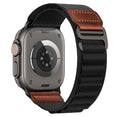Alpine Loop Nylon Compatible with Apple Watch Ultra 3/2/1 Band 49mm Series 11/10/9/8/7/6/5/4/3/2/1/SE 46mm 45mm 44mm 42mm, Adjustable Soft Sport Strap with Leather Design for iWatch Men - color: Black