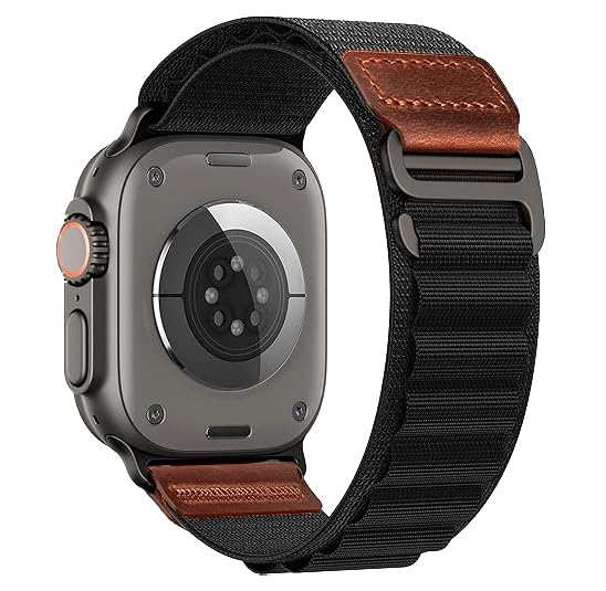 Alpine Loop Nylon Compatible with Apple Watch Ultra 3/2/1 Band 49mm Series 11/10/9/8/7/6/5/4/3/2/1/SE 46mm 45mm 44mm 42mm, Adjustable Soft Sport Strap with Leather Design for iWatch Men - color: Black