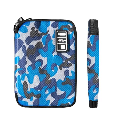 Lcsmaokin Electronics Travel Organizer,Portable Waterproof Electronic Travel Storage Bag for Small Charging Cord Storage,Charger,SD Card etc,for Travel,Business-Blue Camouflage - color: C-Blue Camouflage, size: Single Layer