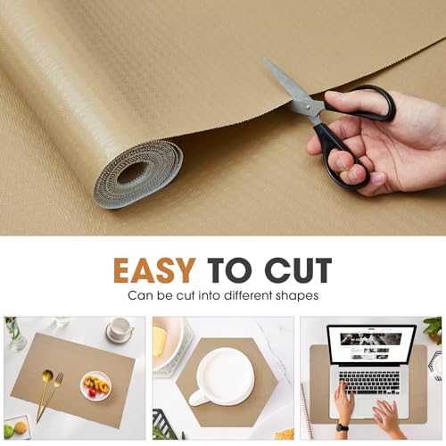 Drawer and Shelf Liner, Non-Slip Kitchen Cabinet Liners Non-Adhesive Thick Strong Grip Waterproof Washable Mats Protect Dresser Shelves Cupboard Bathroom Cabinets, Beige, 12 in X 10 FT - color: Beige, size: 11.8"W x 118"L