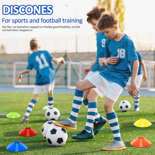 60/30 Pack Soccer Training Cones - Agility Cones with Carry Bag, Sturdy Disc Cones for Sports Training, Soccer, Football, Basketball, Indoor Outdoor Sports, Festive Events, Field Cone Markers - color: Multi-Color-100 Pack