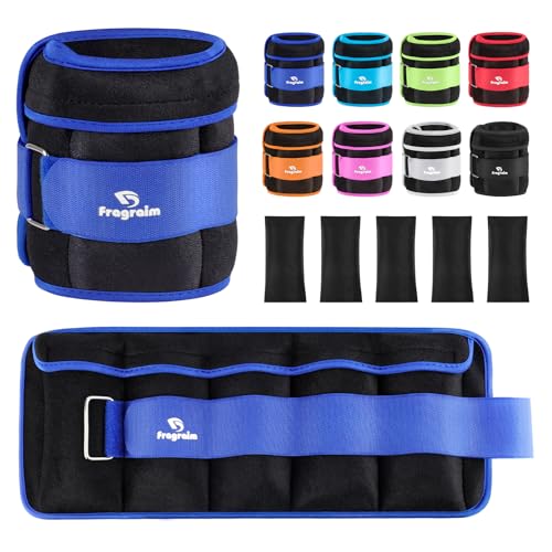 Fragraim Adjustable Ankle Weights 1-3/4/5/6/8/10/12/15/20 LBS Pair with Removable Weight for Jogging, Gymnastics, Aerobics, Physical Therapy - color: Blue, style: 5 lbs each( 10 lbs pair)
