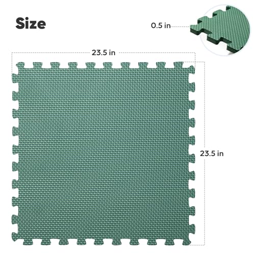24 Pack 96 sqft Home Gym Mat, Puzzle Exercise Mat, EVA Interlocking Foam Floor Tiles for Home Workout Equipment and Kids' Play Areas - Blue, 24 in x 24 in x ½ in - (Green, 24 Pack(96 SQ FT)) - color: Green, size: 24 Pack(96 SF)