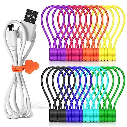 Reusable Magnetic Cable Organizer Twist Ties,24Pcs Cord Management Organizer Travel For Bundling And Organizing Cables Bookmark Fridge Magnet Silicone Cord Winder Magnetic Cable Clips 8 Color