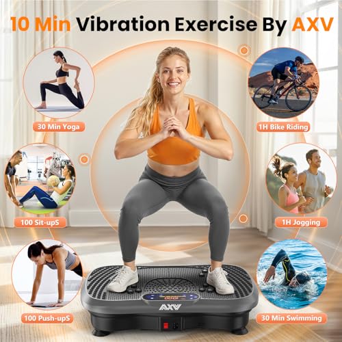 AXV Vibration Plate Fitness Platform Exercise Machine Vibrating Shaking Full Body Shaker Workout Vibrate Stand Shake Board Sport for Weight Loss Fat Burner for Gym Home Office - color: SLIM.GRAY
