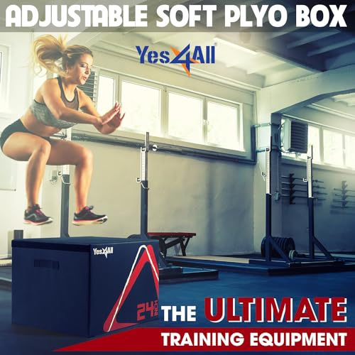 Yes4All Adjustable Soft Plyo Box, Jumping Trainer - For Plyometric Exercises and Conditioning, Multiple Height Variations - color: D. Black - 24"
