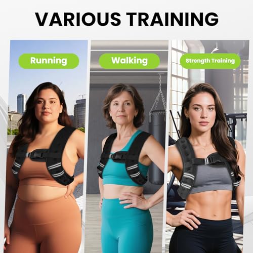 GEEBOBO Weighted Vest for Women Men, 8lb/12lb/16lb/20lb/25lb/30lb Weighted Vest Woman Adjustable Weights for Walking, Strength Training, Running, Muscle Building