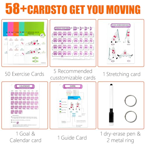 Pilates Bar Workouts for Women-58 Exercise Cards with Pilates Stick Work Out Postures，ncludes 4-Week Challenge,2 Rings& Dry-Erase for Easy Organization-Home, Gym or Studio - color: Pilates Bar