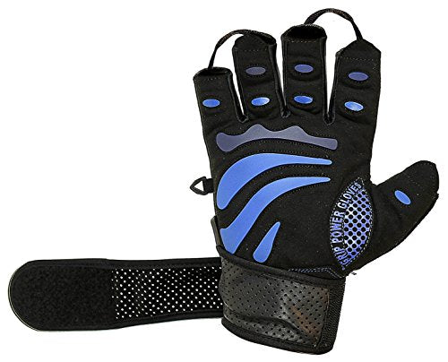 Gym Gloves Protect Your Hands & Improve Your Grip Weightlifting Grips - color: Blue with 2.5" Wrist Wraps, size: Large