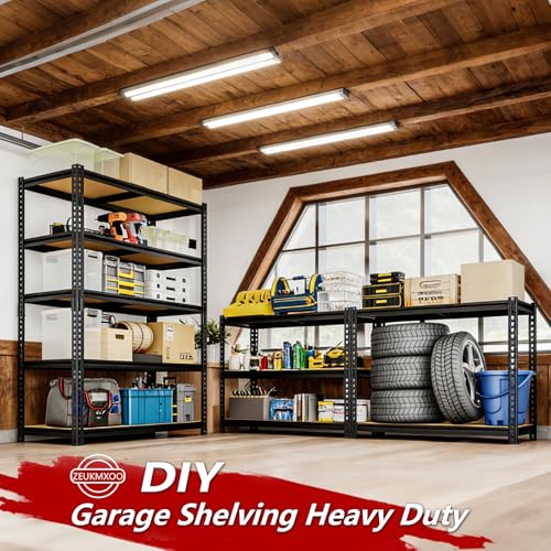 Heavy Duty Garage Shelving,5-Tier Garage Storage Shelves,2400LBS Storage Shelves Heavy Duty,Adjustable 5 Tier Shelving Unit,Heavy Duty Shelving for Garage Storage Warehouse,28''×12''×60'' - size: 60" H x 28" W x 12" D