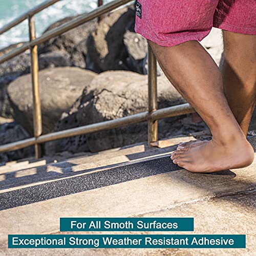 Anti Slip Tape, 1 Inch x 42 Ft Grip Tape for Stairs Outdoor/Indoor, Waterproof Non Skid Roll for Stair Treads Non Slip, High Traction Friction Abrasive Adhesive Stair Steps - Black - color: Black, size: 1” x 42'