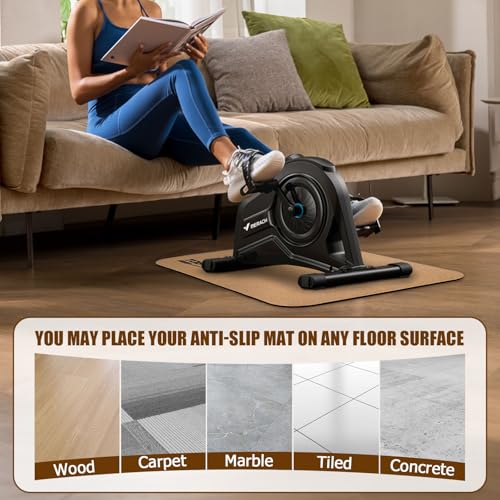 TOBWOLF Non-Slip Workout Mat for Ellipse Leg Exerciser, Ellipse Machine Mat, Exercise Mat for Under Desk Ellipticals, Suitable for Electric Seated Foot Pedal Exerciser, Stability & Floor Protection - color: Cork Surface