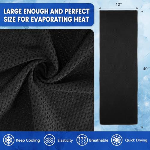 Hosuly 100 Pack Cooling Towels, 40"x12" Cooling Towels for Neck and Face Breathable Soft Chilly Sweat Rag Microfiber Sport Rags for Gym Yoga Golf Running - color: Black
