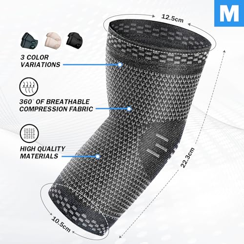 POWERLIX 2Pack Arm Orthopedic Brace Compression Support (Pair) - Elbow Sleeve for Arthritis, Golf Elbow,Golfers Elbow,Pain Relief,Tendonitis,Tennis (Black, M)