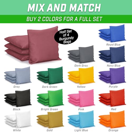 GoSports Classic Cornhole Bean Bags Set of 4-16 Colors Available - Regulation All Weather, Mix and Match - color: Burgundy