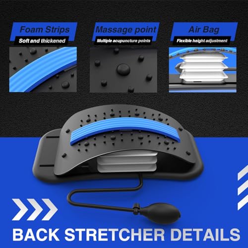 Back Stretcher for Lower Back Pain Relief, Adjustable Lumbar Traction Device, Ergonomic Spine Board with Acupressure Points, Back Massager for Spinal Decompression and Scoliosis - color: Black